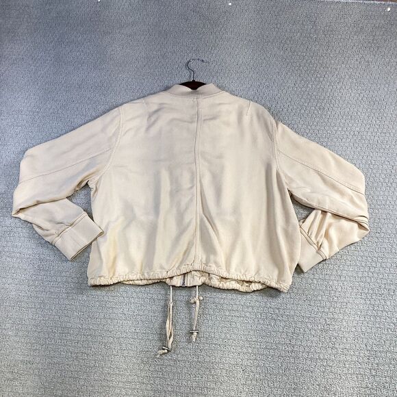 Wallflower Bomber Jacket Women's Zip Up Drawstring Waist Casual Crop Top Large - Picture 2 of 6